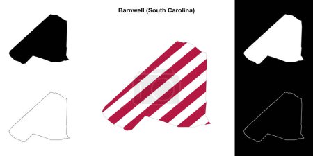 Ilustración de Condado de Barnwell (Carolina del Sur) esquema mapa conjunto - Imagen libre de derechos