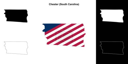 Ilustración de Conjunto de mapas de contorno del Condado de Chester (Carolina del Sur) - Imagen libre de derechos