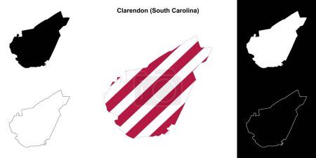 Ilustración de Clarendon County (Carolina del Sur) esquema mapa conjunto - Imagen libre de derechos