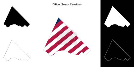 Ilustración de Condado de Dillon (Carolina del Sur) esquema mapa conjunto - Imagen libre de derechos