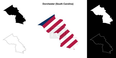 Ilustración de Conjunto de mapas del Condado de Dorchester (Carolina del Sur) - Imagen libre de derechos