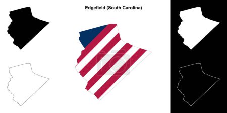 Ilustración de Condado de Edgefield (Carolina del Sur) esquema mapa conjunto - Imagen libre de derechos