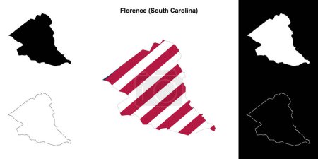 Ilustración de Conjunto de mapas del Condado de Florence (Carolina del Sur) - Imagen libre de derechos
