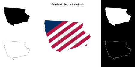 Ilustración de Condado de Fairfield (Carolina del Sur) esquema mapa conjunto - Imagen libre de derechos