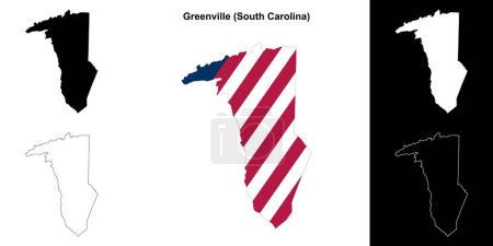 Ilustración de Condado de Greenville (Carolina del Sur) esquema mapa conjunto - Imagen libre de derechos