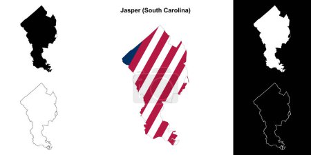 Ilustración de Conjunto de mapas de contorno del Condado de Jasper (Carolina del Sur) - Imagen libre de derechos