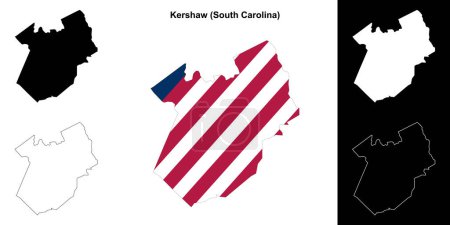 Ilustración de Condado de Kershaw (Carolina del Sur) esquema mapa conjunto - Imagen libre de derechos