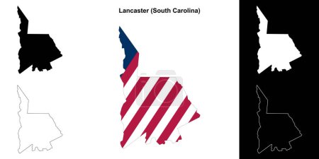 Ilustración de Conjunto de mapas del Condado de Lancaster (Carolina del Sur) - Imagen libre de derechos