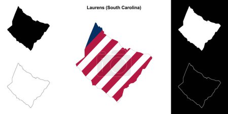 Ilustración de Condado de Laurens (Carolina del Sur) esquema mapa conjunto - Imagen libre de derechos