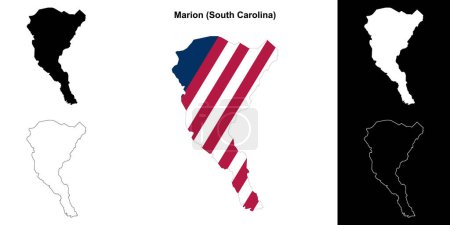Ilustración de Condado de Marion (Carolina del Sur) esquema mapa conjunto - Imagen libre de derechos