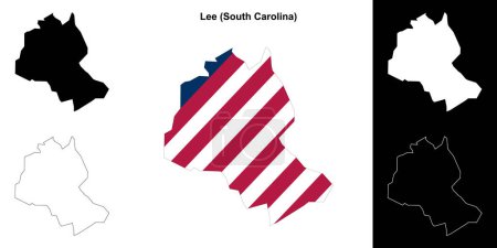 Ilustración de Lee County (Carolina del Sur) esquema mapa conjunto - Imagen libre de derechos
