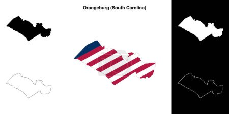 Ilustración de Condado de Orangeburg (Carolina del Sur) esquema mapa conjunto - Imagen libre de derechos