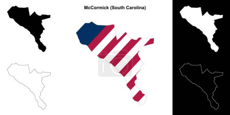 Ilustración de Conjunto de mapas del contorno del Condado de McCormick (Carolina del Sur) - Imagen libre de derechos