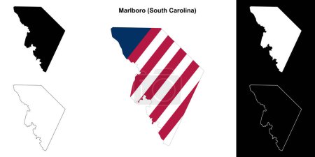Ilustración de Condado de Marlboro (Carolina del Sur) esquema mapa conjunto - Imagen libre de derechos