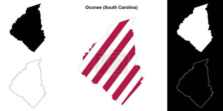 Ilustración de Condado de Oconee (Carolina del Sur) esquema mapa conjunto - Imagen libre de derechos
