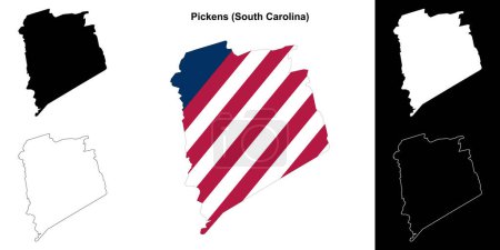 Ilustración de Condado de Pickens (Carolina del Sur) esquema mapa conjunto - Imagen libre de derechos