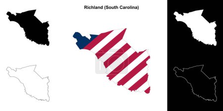 Ilustración de Conjunto de mapas del Condado de Richland (Carolina del Sur) - Imagen libre de derechos