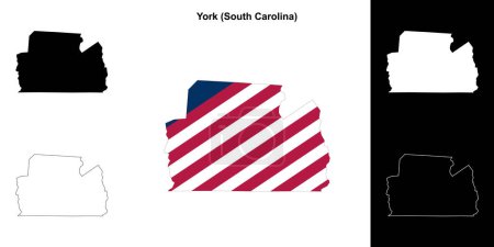 Ilustración de Conjunto de mapas del Condado de York (Carolina del Sur) - Imagen libre de derechos