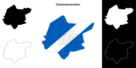 Illustration for Clackmannanshire blank outline map set - Royalty Free Image