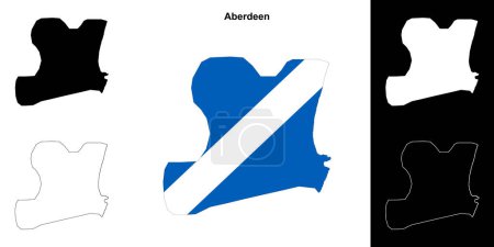Aberdeen blank outline map set