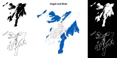 Illustration for Argyll and Bute blank outline map set - Royalty Free Image
