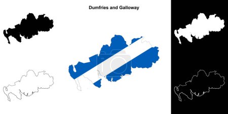 Téléchargez les illustrations : Dumfries et Galloway carte de contour vierge - en licence libre de droit