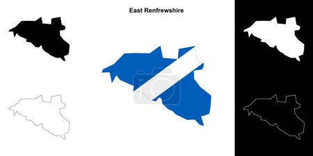 Illustration for East Renfrewshire blank outline map set - Royalty Free Image