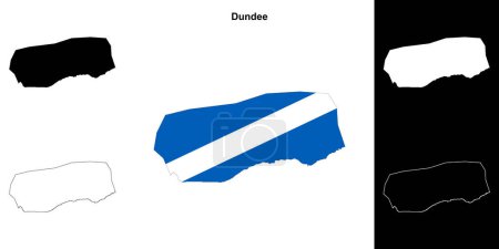 Dundee blank outline map set