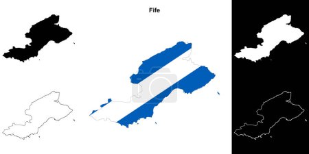 Illustration for Fife blank outline map set - Royalty Free Image