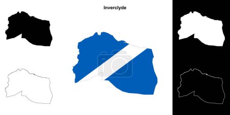 Illustration for Inverclyde blank outline map set - Royalty Free Image