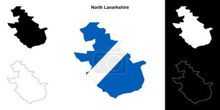 Illustration for North Lanarkshire blank outline map set - Royalty Free Image