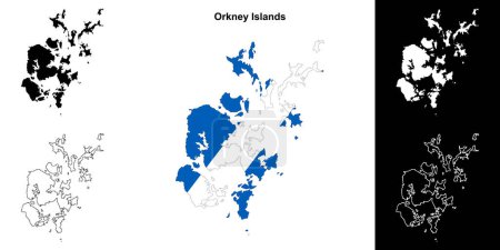 Illustration for Orkney Islands blank outline map set - Royalty Free Image