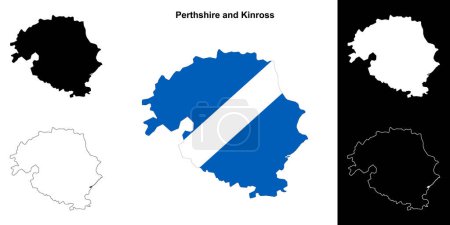 Illustration for Perthshire and Kinross blank outline map set - Royalty Free Image