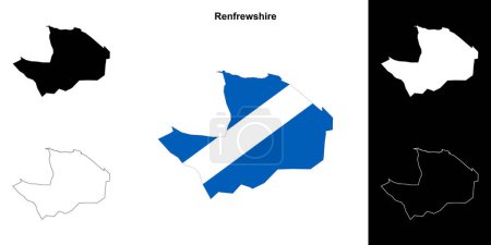 Renfrewshire blank outline map set