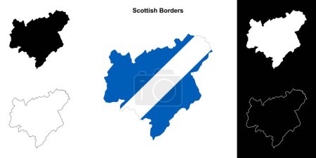 Illustration for Scottish Borders blank outline map set - Royalty Free Image