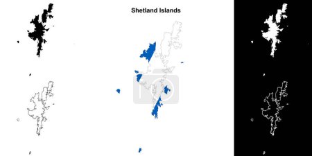 Shetland Islands blank outline map set