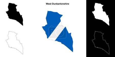 Illustration for West Dunbartonshire blank outline map set - Royalty Free Image