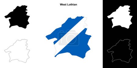 Illustration for West Lothian blank outline map set - Royalty Free Image