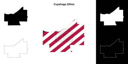 Cuyahoga County (Ohio) outline map set