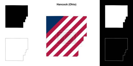 Ilustración de Hancock County (Ohio) esquema conjunto de mapas - Imagen libre de derechos