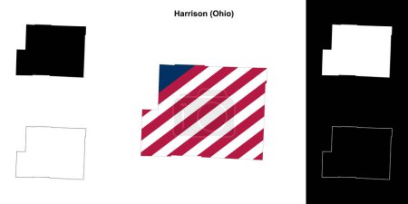 Ilustración de Condado de Harrison (Ohio) esquema mapa conjunto - Imagen libre de derechos