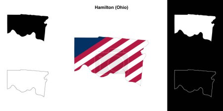 Ilustración de Condado de Hamilton (Ohio) esquema mapa conjunto - Imagen libre de derechos