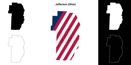 Ilustración de Conjunto de mapas de contorno del Condado de Jefferson (Ohio) - Imagen libre de derechos