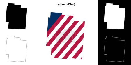 Ilustración de Jackson County (Ohio) esquema mapa conjunto - Imagen libre de derechos