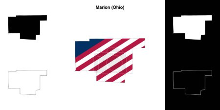 Ilustración de Condado de Marion (Ohio) esquema mapa conjunto - Imagen libre de derechos