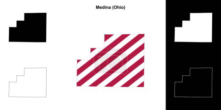 Ilustración de Conjunto de mapas de contorno del Condado de Medina (Ohio) - Imagen libre de derechos