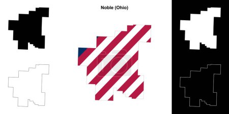 Ilustración de Conjunto de mapas de contorno del Condado Noble (Ohio) - Imagen libre de derechos
