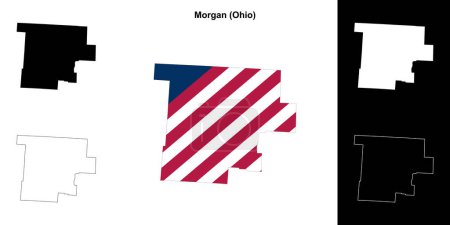 Ilustración de Conjunto de mapas de esquema del Condado de Morgan (Ohio) - Imagen libre de derechos