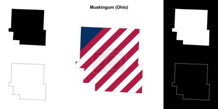 Muskingum County (Ohio) outline map set