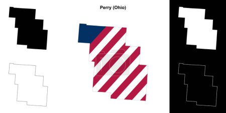 Ilustración de Conjunto de mapas de contorno del condado Perry (Ohio) - Imagen libre de derechos
